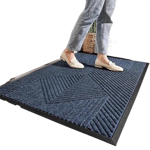 Gummi-Fußmatte for den Innen- und Außenbereich, rutschfest, verschleißfest, for Vordereingang, leicht zu reinigen, Fußmatte, Teppich Für Haustür Innen Und Außen(Blue,60x90cm) von HUWOYG