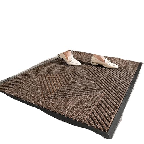 Gummi-Fußmatte for den Innen- und Außenbereich, rutschfest, verschleißfest, for Vordereingang, leicht zu reinigen, Fußmatte, Teppich Für Haustür Innen Und Außen(Brown,45x75cm) von HUWOYG