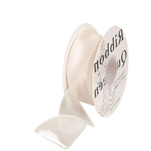 HUWOYG 10 Rollen × 10 Yards, 40 mm Breite, gewelltes Organzaband aus Seide, Schleifenmaterial for Haarschmuck, Geschenkverpackungen, Dekoration, Spitzenbänder Für Basteln(Beige) von HUWOYG