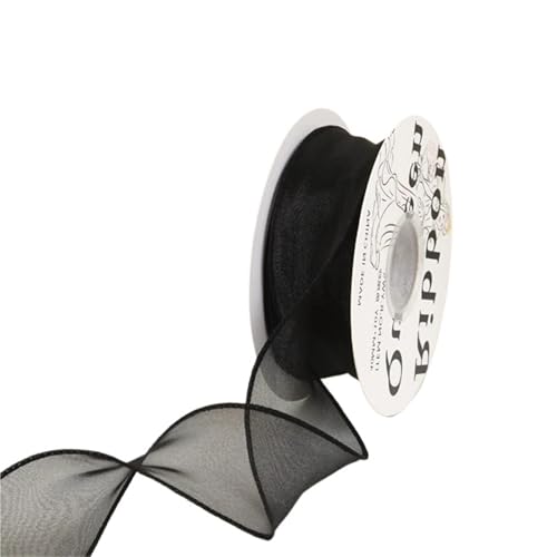 HUWOYG 10 Rollen × 10 Yards, 40 mm Breite, gewelltes Organzaband aus Seide, Schleifenmaterial for Haarschmuck, Geschenkverpackungen, Dekoration, Spitzenbänder Für Basteln(Black) von HUWOYG