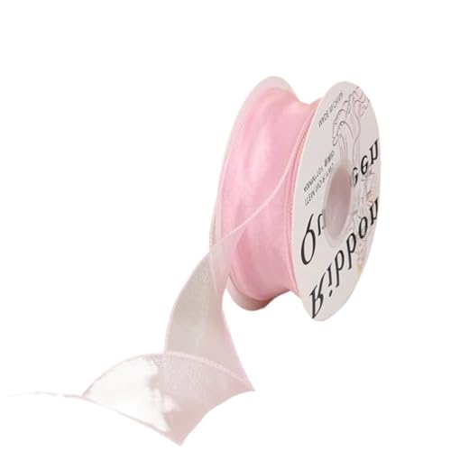 HUWOYG 10 Rollen × 10 Yards, 40 mm Breite, gewelltes Organzaband aus Seide, Schleifenmaterial for Haarschmuck, Geschenkverpackungen, Dekoration, Spitzenbänder Für Basteln(Light pink) von HUWOYG