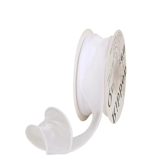 HUWOYG 10 Rollen × 10 Yards, 40 mm Breite, gewelltes Organzaband aus Seide, Schleifenmaterial for Haarschmuck, Geschenkverpackungen, Dekoration, Spitzenbänder Für Basteln(White) von HUWOYG