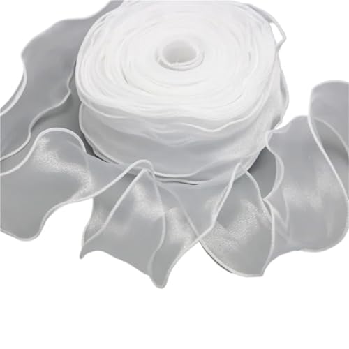 HUWOYG 10 Rollen × 10 Yards 60 mm weißes gewelltes Organzaband aus Seide, Schleifenmaterial for Haarschmuck, Geschenkverpackungen, Dekoration, Spitzenbänder Für Basteln HUWOYG 10 Rollen × 10 Yards 60 mm weißes gewelltes Organzaband aus Seide, Schleifenmaterial for Haarschmuck, Geschenkverpackungen, Dekoration, Spitzenbänder Für Basteln von HUWOYG