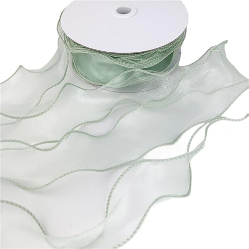 HUWOYG 100 Yards 60mm Welle Seide Organza Band Bogen Material for Haar Ornament Geschenk Verpackung Dekoration Spitze Bänder Für Basteln(Green) von HUWOYG