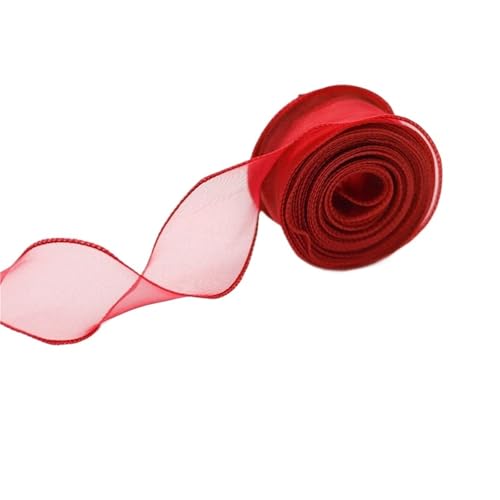 HUWOYG 100 Yards Organza Fischschwanz Garn Bänder Hochzeit Band DIY Liebhaber Hochzeit Event Partygeschenk Band Verpackung Bouquet Verpackung Für Basteln(Red) von HUWOYG