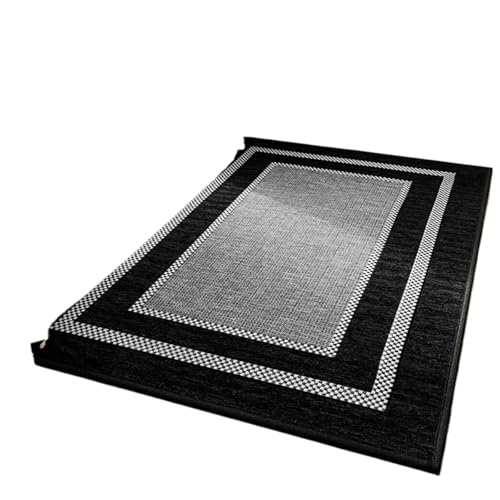 Innenteppiche, Eingangstürmatten, waschbar, Rutschfester Gummi-Bodenteppich, Willkommensmatte for die Vordertür, saugfähiger Teppich Für Haustür Innen Und Außen(Black,44x75cm(17x30inch)) von HUWOYG