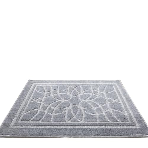 Polypropylen-Fußmatte, verschleißfeste Fußmatte, Veranda-Teppich, rutschfeste, saugfähige Eingangs-Bodenmatte Für Haustür Innen Und Außen(Light Grey,60x90cm) von HUWOYG