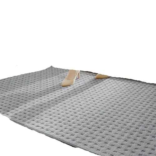 Rutschfester Teppich, Eingangsmatte, Heimdekoration, helle Fußmatte, rechteckig, Schlafzimmer, Wohnzimmer, Bodenmatte, Innenteppich Für Haustür Innen Und Außen(Light Gray,100X100cm) von HUWOYG