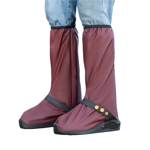 Schuhüberzüge, wasserdichter Regenschuhüberzug for den Außenbereich, Stiefelüberzug, hohe Röhren-Schuhüberzüge Für Verschiedene Orte(RED,XL) von HUWOYG