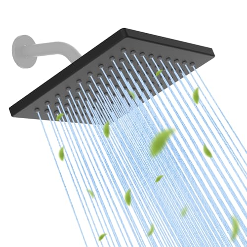 Wasserfall-Duschkopf fürs Badezimmer, feste Duschköpfe mit verstellbarer Drehkugel, selbstreinigende Silikondüsen Für Badezimmer(Matte Black) von HUWOYG