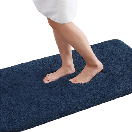 Weicher Badezimmer-Plüschteppich, saugfähig, schnell trocknend, Badematte, Duschmatte, Bodenschutz, Dekor, rutschfest, Wohnzimmer Für Haustür Innen Und Außen(Blue,61x91cm (24x36 inch)) von HUWOYG