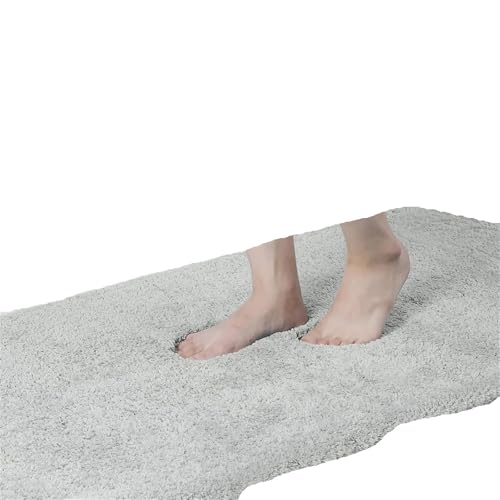 Weicher Badezimmer-Plüschteppich, saugfähig, schnell trocknend, Badematte, Duschmatte, Bodenschutz, Dekor, rutschfest, Wohnzimmer Für Haustür Innen Und Außen(Gray,61x91cm (24x36 inch)) von HUWOYG