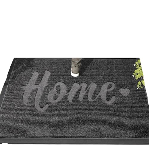 Willkommen im Teppich-Hauseingang, robuste Außentürmatte for Rutschfestigkeit am Eingang, graue Für Haustür Innen Und Außen(Grey) von HUWOYG