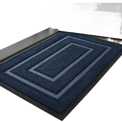 rutschfeste Fußmatte for die Vordertür, niedriges Profil, Willkommensmatte, schwere, wasserdichte Fußmatten for den Eingangsbereich Für Haustür Innen Und Außen(Blue,60x 90cm) von HUWOYG
