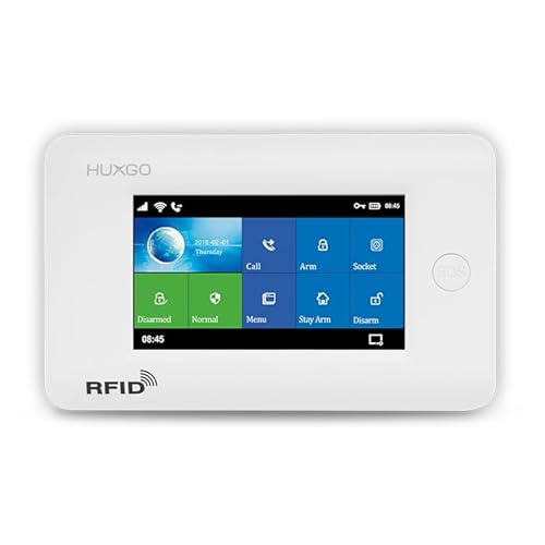 HUXGO® Bedienfeld der Alarmanlage HXA006 4G mit WiFi und GSM 4G LTE Modul | Farb-Touchscreen, Steuerung per Tuya Smart App, SMS und Anruf, SOS-Notfallfunktion von HUXGO