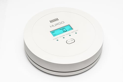HUXGO® Kohlenmonoxid Melder | Hochpräziser CO-Sensor, beleuchtetes LCD-Display | Batteriebetriebener CO-Alarm für Zuhause. von HUXGO