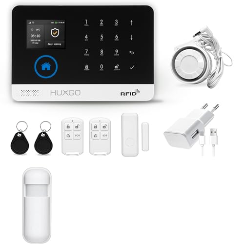 HUXGO HXA003 Funk Alarmanlage mit 1x Bewegungssensor WiFi + GSM Modul - Bewegungsmelder mit Alarm - Alarmanlage Haus Wohnung Garage - Funk Bewegungsmelder mit Empfänger HUXGO HXA003 Funk Alarmanlage mit 1x Bewegungssensor WiFi + GSM Modul - Bewegungsmelder mit Alarm - Alarmanlage Haus Wohnung Garage - Funk Bewegungsmelder mit Empfänger von HUXGO