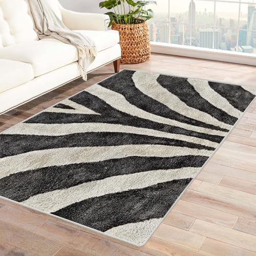 HUYEEI Amazon Teppich, Abstrakte Linien Wellen, Teppich Wohnzimmer, Schlafzimmer.(Schwarz Weiß)-180x270cm von HUYEEI