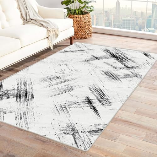 HUYEEI Teppich, Abstrakter Stil, Teppich kuschelig, teppichs Wohnzimmer.(Weiß)-180x270cm von HUYEEI