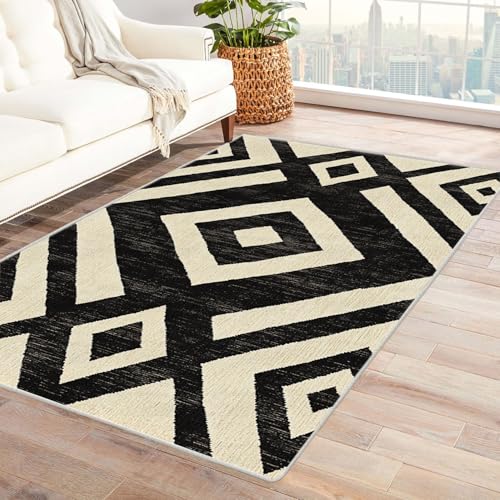 HUYEEI Teppich, Abstrakter Stil, wohnzimmerteppich, schlafzimme.(Weiß)-150x240cm von HUYEEI