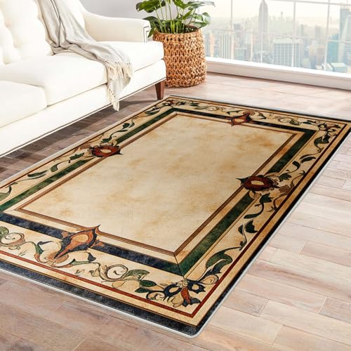 HUYEEI Teppich, Vintage Reine Farbe, Teppich kuschelig, teppichs Wohnzimmer.(Mehrfarbige)-60x90cm von HUYEEI