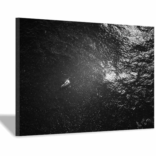 HUYEEI Große nordische abstrakte Wand Gemälde Boote auf dem Meer Leinwandbilder,für Badezimmer, Flure, Büros Schlafzimmer Home Deko Wohnung Bild Wohnzimmer(grau58)-70x100cm Gerahmt von HUYEEI