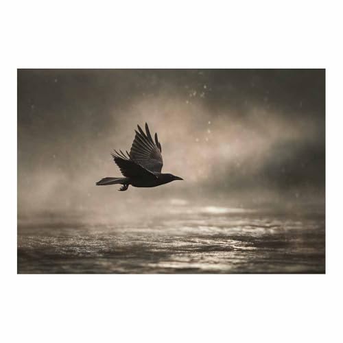 HUYEEI Große nordische abstrakte Wand Gemälde Fliegende Krähen Leinwandbilder,für Badezimmer, Flure, Büros Schlafzimmer Home Deko Wohnung Bild Wohnzimmer(grau33)-60x90cm Ungerahmt von HUYEEI