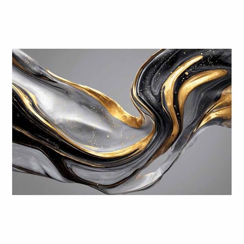 HUYEEI Große nordische abstrakte Wand Gemälde Fließende Bewegungen Leinwandbilder,für Badezimmer, Flure, Büros Schlafzimmer Home Deko Wohnung Bild Wohnzimmer(schwarz123)-60x80cm Ungerahmt von HUYEEI