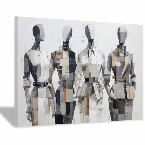 HUYEEI Große nordische abstrakte Wand Gemälde Modellporträt Leinwandbilder,für Badezimmer, Flure, Büros Schlafzimmer Home Deko Wohnung Bild Wohnzimmer(grau03)-40x60cm Gerahmt von HUYEEI