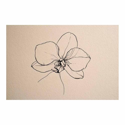 HUYEEI Leinwandbild Bilder Blumen-Strichzeichnung Abstrakt Kunstdruck modern Wandbilder,für Schlafzimmer Büro Wohnzimmer Wanddekoration Design Wand Bild(beige84)-40x60cm Ungerahmt von HUYEEI