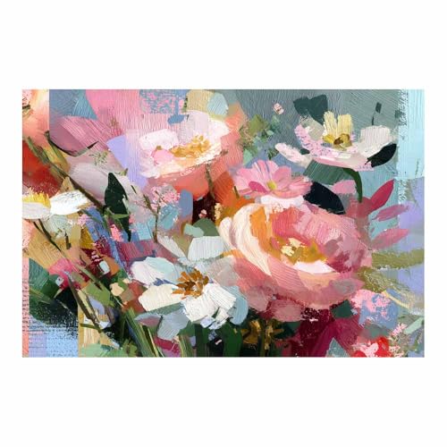 HUYEEI Leinwandbild Bilder Blumenbilder Abstrakt Kunstdruck modern Wandbilder,für Schlafzimmer Büro Wohnzimmer Wanddekoration Design Wand Bild(rosa44)-60x90cm Ungerahmt von HUYEEI