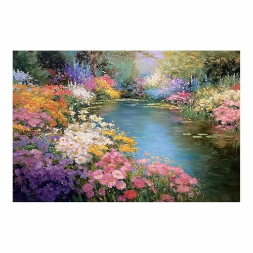 HUYEEI Leinwandbild Bilder Blumenteichlandschaft Abstrakt Kunstdruck modern Wandbilder,für Schlafzimmer Büro Wohnzimmer Wanddekoration Design Wand Bild(rosa29)-70x100cm Ungerahmt von HUYEEI