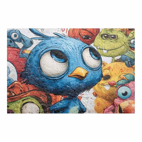 HUYEEI Leinwandbild Bilder Cartoon-Vogel Abstrakt Kunstdruck modern Wandbilder,für Schlafzimmer Büro Wohnzimmer Wanddekoration Design Wand Bild(mehrfarbig14)-40x60cm Ungerahmt von HUYEEI