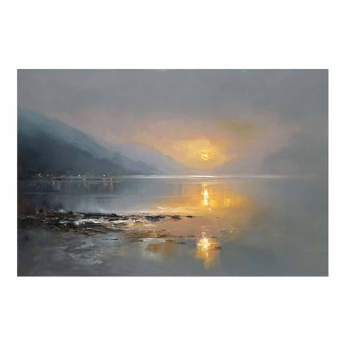 HUYEEI Leinwandbild Bilder Farben des Sees Abstrakt Kunstdruck modern Wandbilder,für Schlafzimmer Büro Wohnzimmer Wanddekoration Design Wand Bild(grau149)-70x100cm Ungerahmt von HUYEEI
