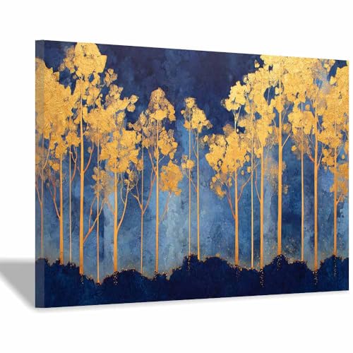 HUYEEI Leinwandbild Bilder Goldene Wälder Abstrakt Kunstdruck modern Wandbilder,für Schlafzimmer Büro Wohnzimmer Wanddekoration Design Wand Bild(gelb129)-40x60cm Gerahmt von HUYEEI
