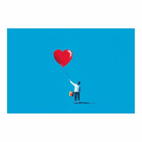 HUYEEI Leinwandbild Bilder Herzballon Abstrakt Kunstdruck modern Wandbilder,für Schlafzimmer Büro Wohnzimmer Wanddekoration Design Wand Bild(blau54)-70x100cm Ungerahmt von HUYEEI
