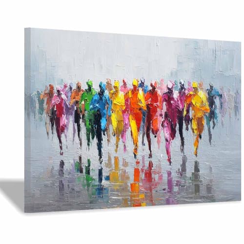 HUYEEI Leinwandbild Bilder Läufer Abstrakt Kunstdruck modern Wandbilder,für Schlafzimmer Büro Wohnzimmer Wanddekoration Design Wand Bild(mehrfarbig04)-70x100cm Gerahmt von HUYEEI