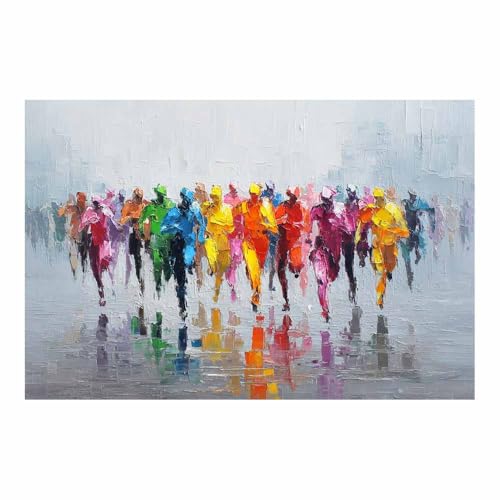 HUYEEI Leinwandbild Bilder Läufer Abstrakt Kunstdruck modern Wandbilder,für Schlafzimmer Büro Wohnzimmer Wanddekoration Design Wand Bild(mehrfarbig04)-70x100cm Ungerahmt von HUYEEI