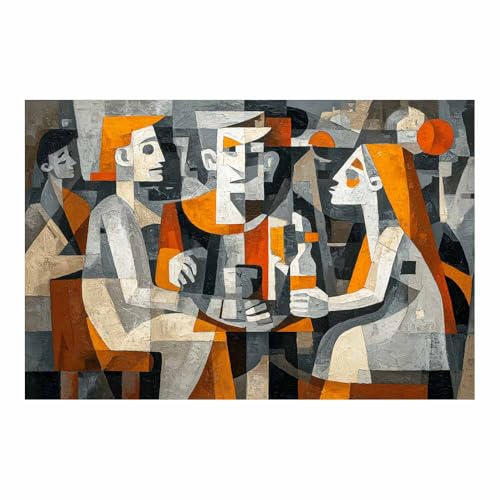 HUYEEI Leinwandbild Bilder Menschenansammlung Abstrakt Kunstdruck modern Wandbilder,für Schlafzimmer Büro Wohnzimmer Wanddekoration Design Wand Bild(mehrfarbig139)-60x80cm Ungerahmt von HUYEEI