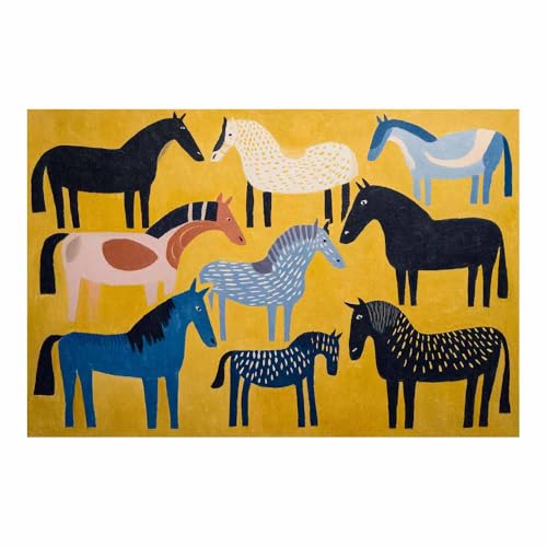 HUYEEI Leinwandbild Bilder Pferdegruppe Abstrakt Kunstdruck modern Wandbilder,für Schlafzimmer Büro Wohnzimmer Wanddekoration Design Wand Bild(mehrfarbig164)-40x60cm Ungerahmt von HUYEEI