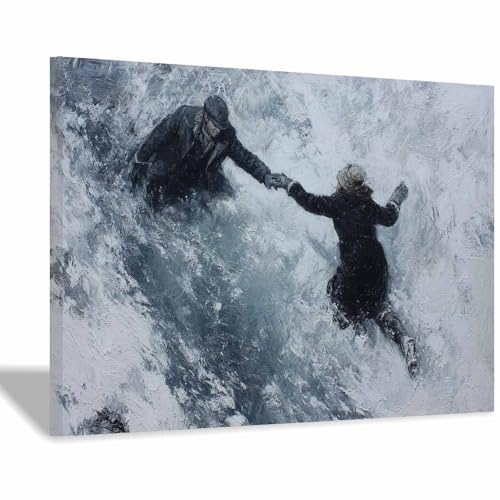 HUYEEI Leinwandbild Bilder Schneerettung Abstrakt Kunstdruck modern Wandbilder,für Schlafzimmer Büro Wohnzimmer Wanddekoration Design Wand Bild(schwarz und weiß34)-70x100cm Gerahmt von HUYEEI