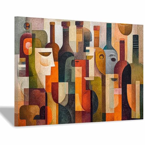 HUYEEI Leinwandbild Bilder Vasengruppe Abstrakt Kunstdruck modern Wandbilder,für Schlafzimmer Büro Wohnzimmer Wanddekoration Design Wand Bild(mehrfarbig24)-70x100cm Gerahmt von HUYEEI