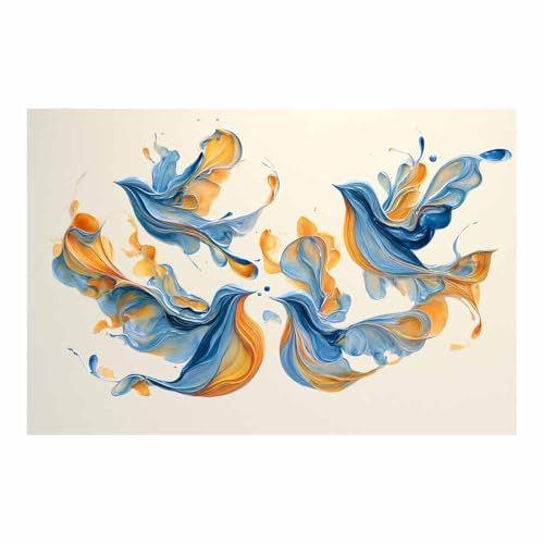 HUYEEI Leinwandbild Bilder Vogelförmige Figur Abstrakt Kunstdruck modern Wandbilder,für Schlafzimmer Büro Wohnzimmer Wanddekoration Design Wand Bild(blau74)-40x60cm Ungerahmt von HUYEEI