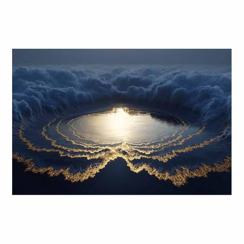HUYEEI Leinwandbild Bilder Wolkenmeer Abstrakt Kunstdruck modern Wandbilder,für Schlafzimmer Büro Wohnzimmer Wanddekoration Design Wand Bild(blau69)-40x60cm Ungerahmt von HUYEEI