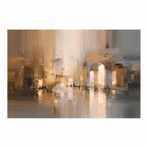 HUYEEI Leinwandbilder Architektur-Silhouette Ästhetische Bilder - abstraktes Deko Wohnzimmer - Wandbilder Schlafzimmer - Wand Deko -Badezimmer, Büro(braun105)-20x30cm Ungerahmt von HUYEEI