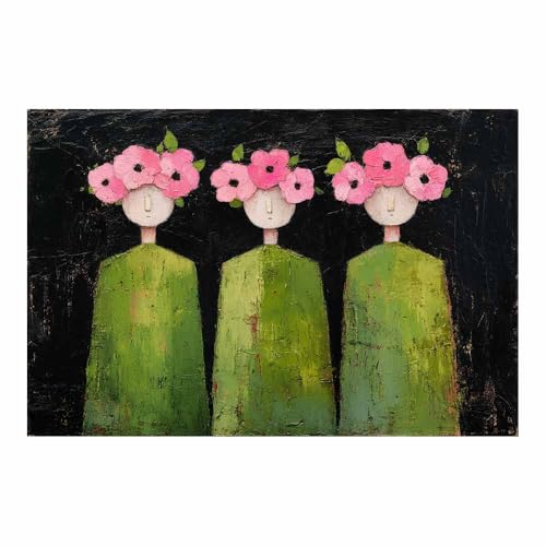 HUYEEI Leinwandbilder Blumenfigur Ästhetische Bilder - abstraktes Deko Wohnzimmer - Wandbilder Schlafzimmer - Wand Deko -Badezimmer, Büro(grün05)-60x80cm Ungerahmt von HUYEEI