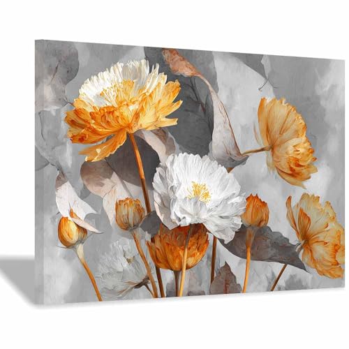 HUYEEI Leinwandbilder Blumenstrauß Ästhetische Bilder - abstraktes Deko Wohnzimmer - Wandbilder Schlafzimmer - Wand Deko -Badezimmer, Büro(mehrfarbig180)-20x30cm Gerahmt von HUYEEI