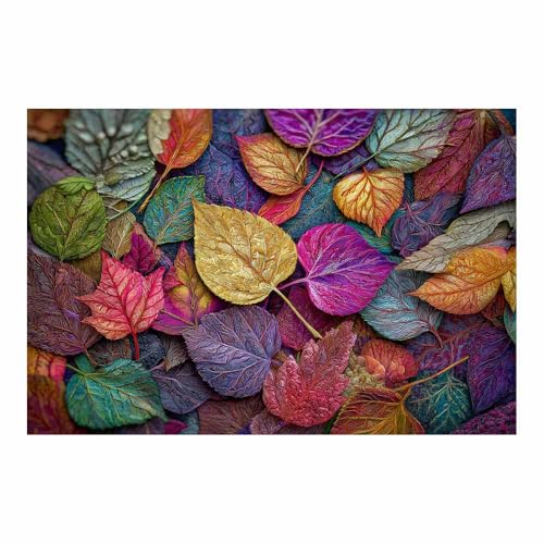 HUYEEI Leinwandbilder Bunte Blätter Ästhetische Bilder - abstraktes Deko Wohnzimmer - Wandbilder Schlafzimmer - Wand Deko -Badezimmer, Büro(mehrfarbig45)-60x80cm Ungerahmt von HUYEEI