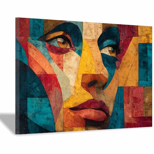 HUYEEI Leinwandbilder Gesichtscollage Ästhetische Bilder - abstraktes Deko Wohnzimmer - Wandbilder Schlafzimmer - Wand Deko -Badezimmer, Büro(mehrfarbig20)-40x60cm Gerahmt von HUYEEI