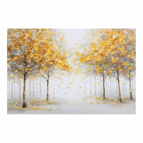 HUYEEI Leinwandbilder Herbstlaub Ästhetische Bilder - abstraktes Deko Wohnzimmer - Wandbilder Schlafzimmer - Wand Deko -Badezimmer, Büro(gelb170)-40x60cm Ungerahmt von HUYEEI